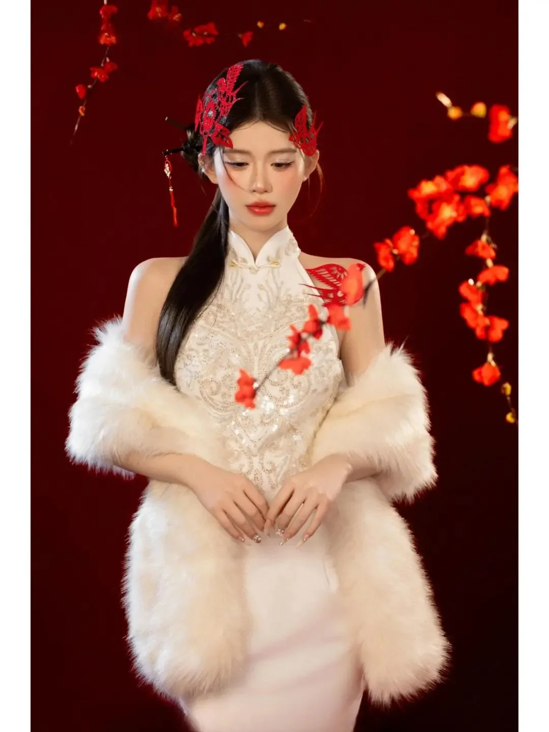 爆改女明星‼️全网爆火的剪纸旗袍🏮好绝