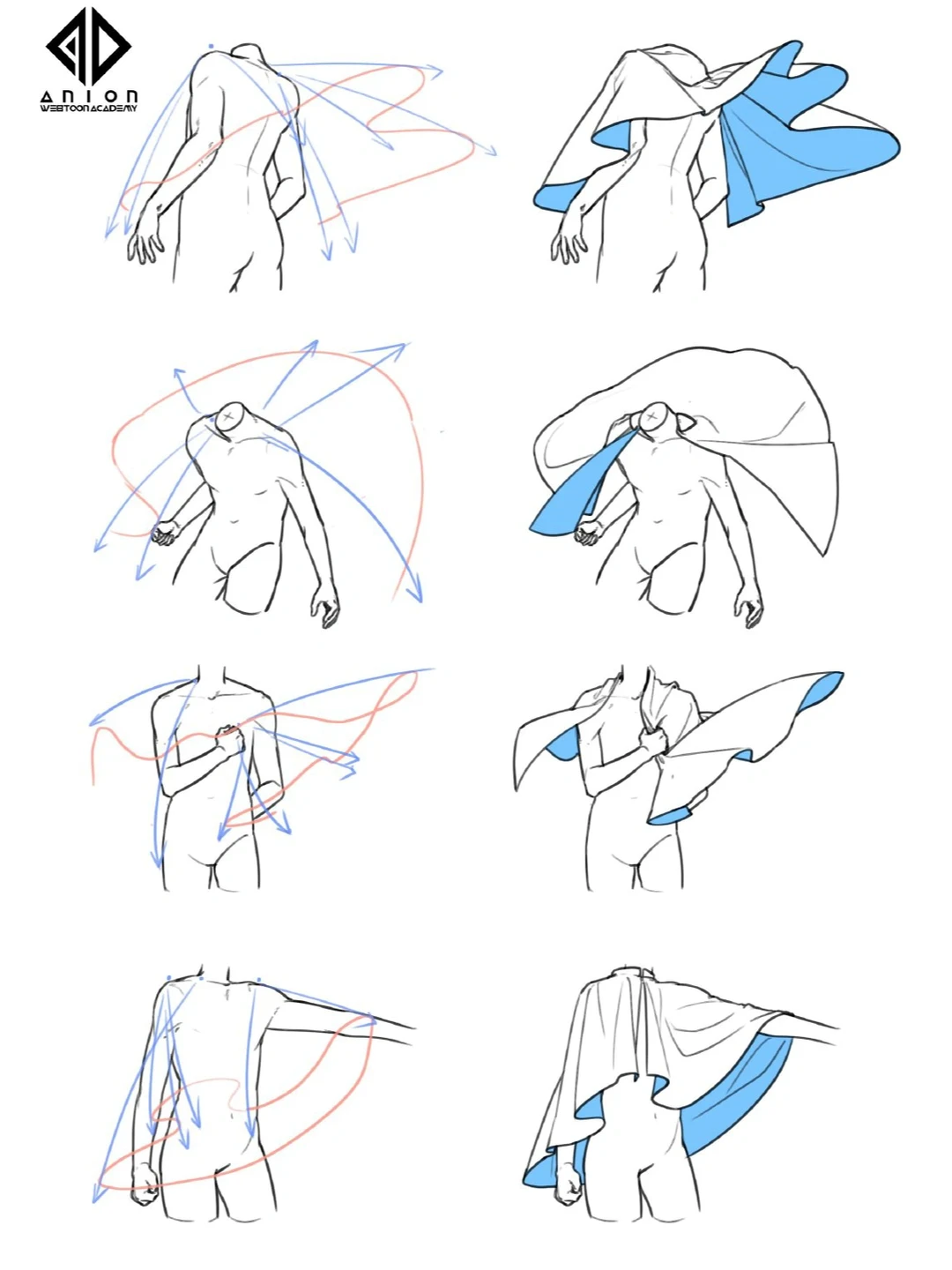 板绘素材｜裙摆光影及透视练习