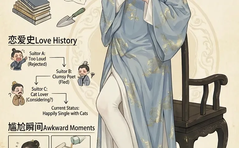 古风蓝衣少女人设图