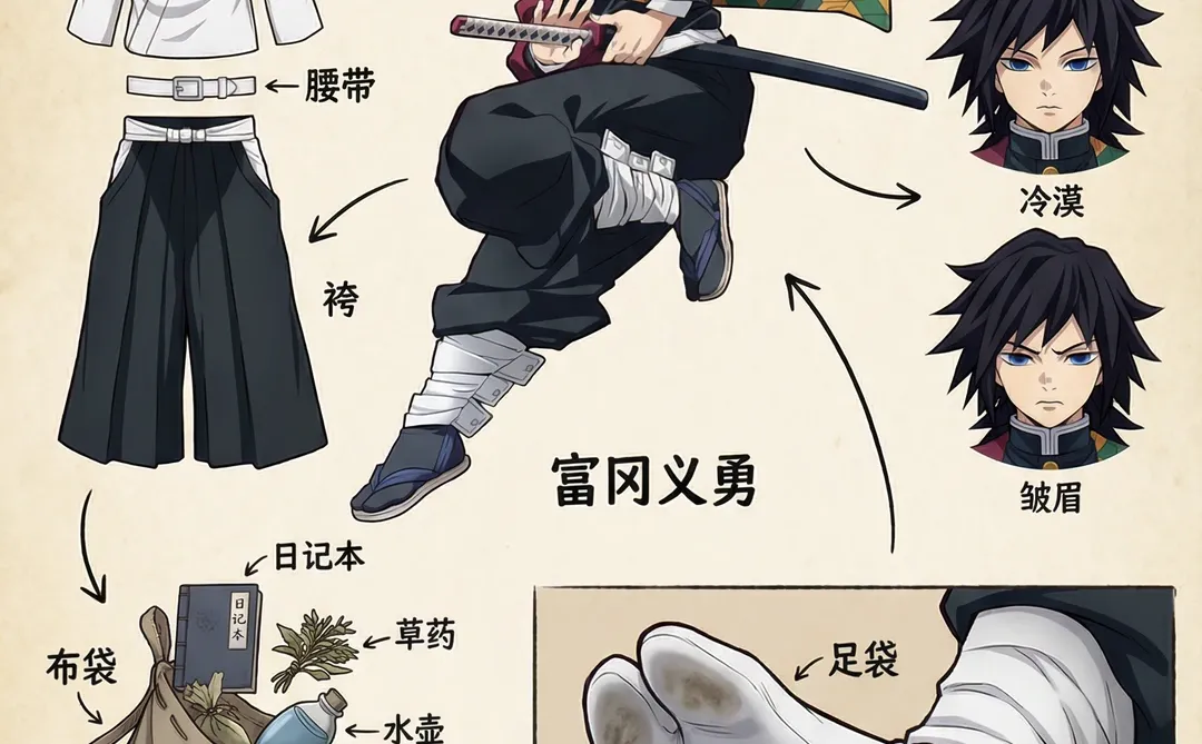 让AI帮我拆解鬼灭之刃富冈义勇细节
