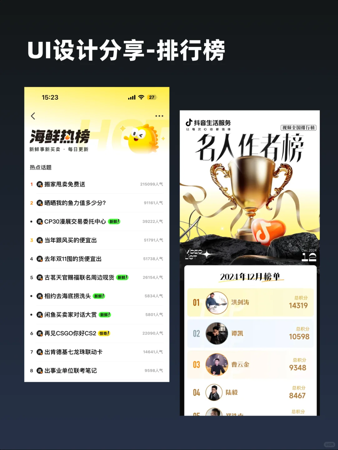 UI设计分享-排行榜