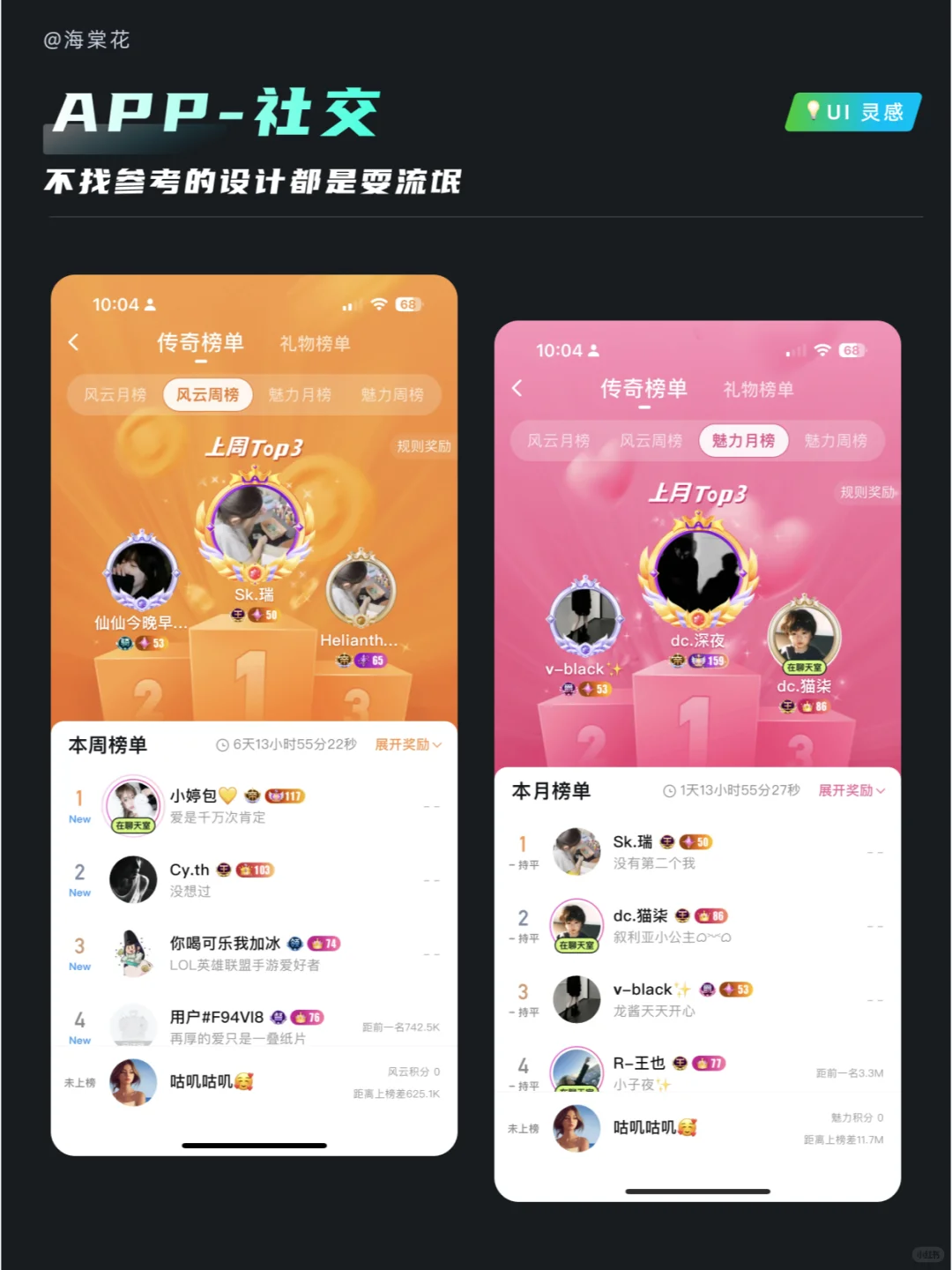 UI 灵感｜APP 排行榜设计欣赏