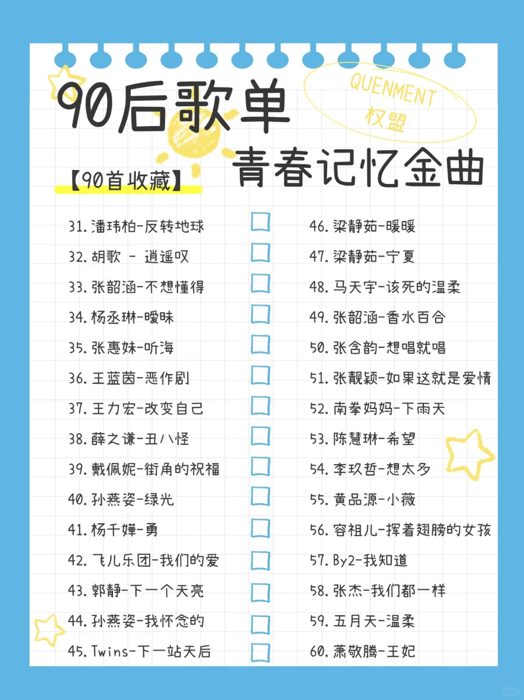 歌单分享丨90首90后的青春记忆✨