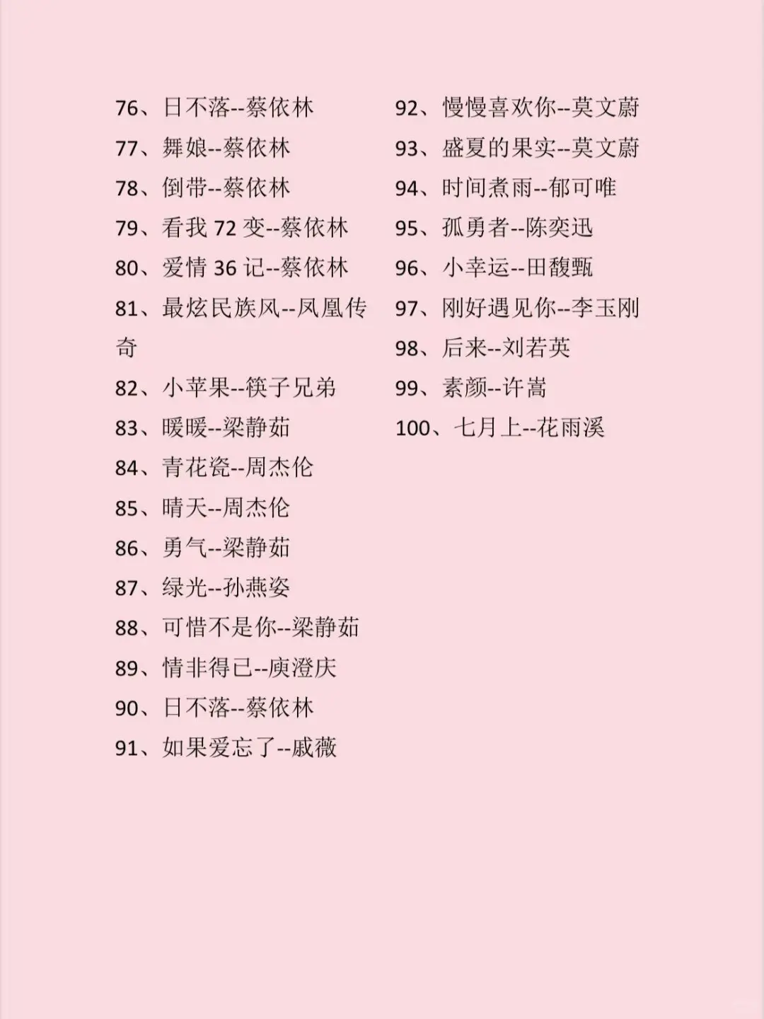 前奏一响起就忍不住跟唱的100首歌曲