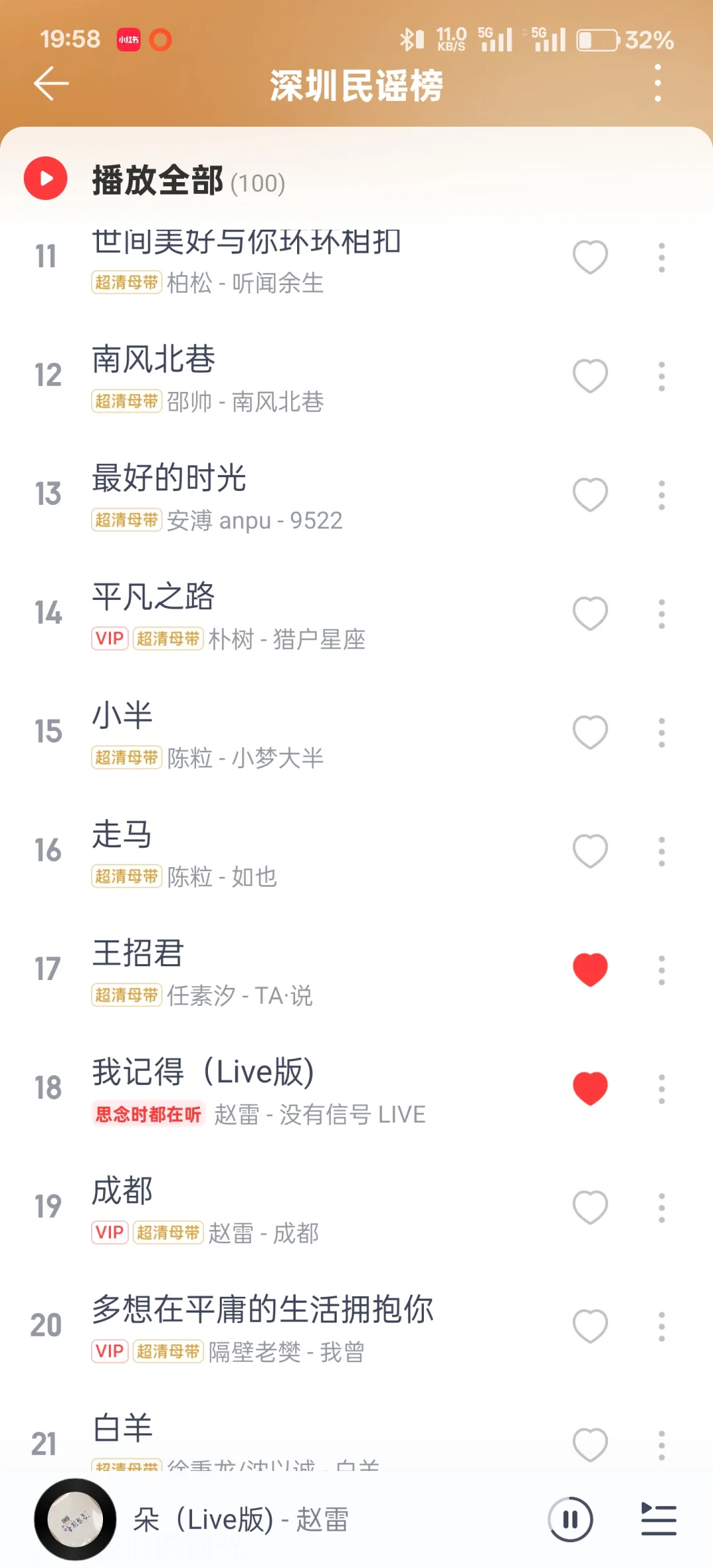 网易云民谣榜前五十，赵雷占了11首，太猛了