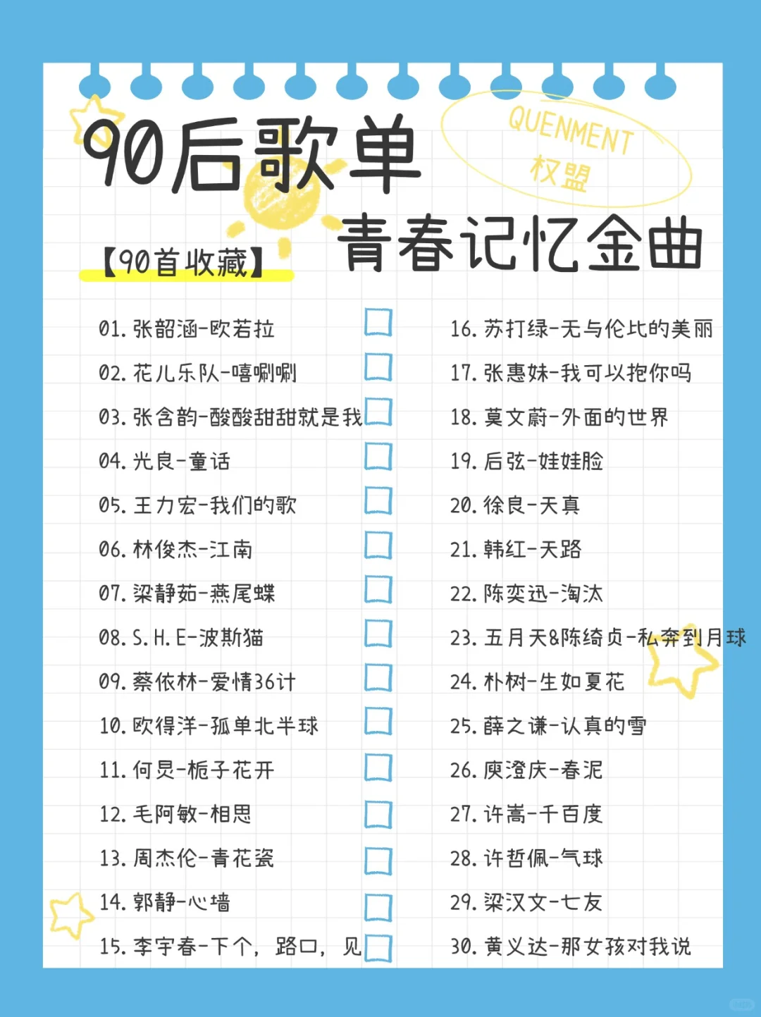歌单分享丨90首90后青春记忆✨第二弹