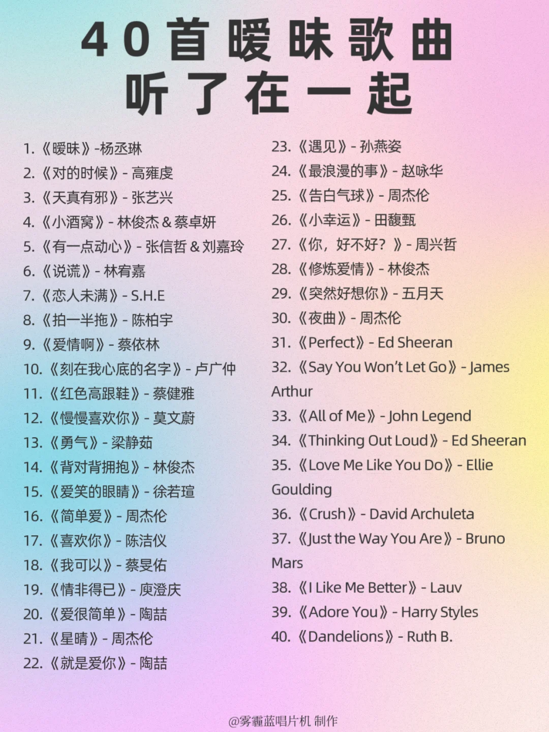 推荐40首暧昧歌曲|听了就在一起吧