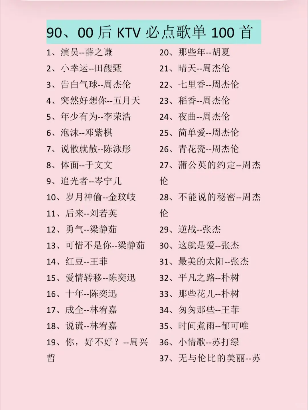 前奏一响起就忍不住跟唱的100首歌曲