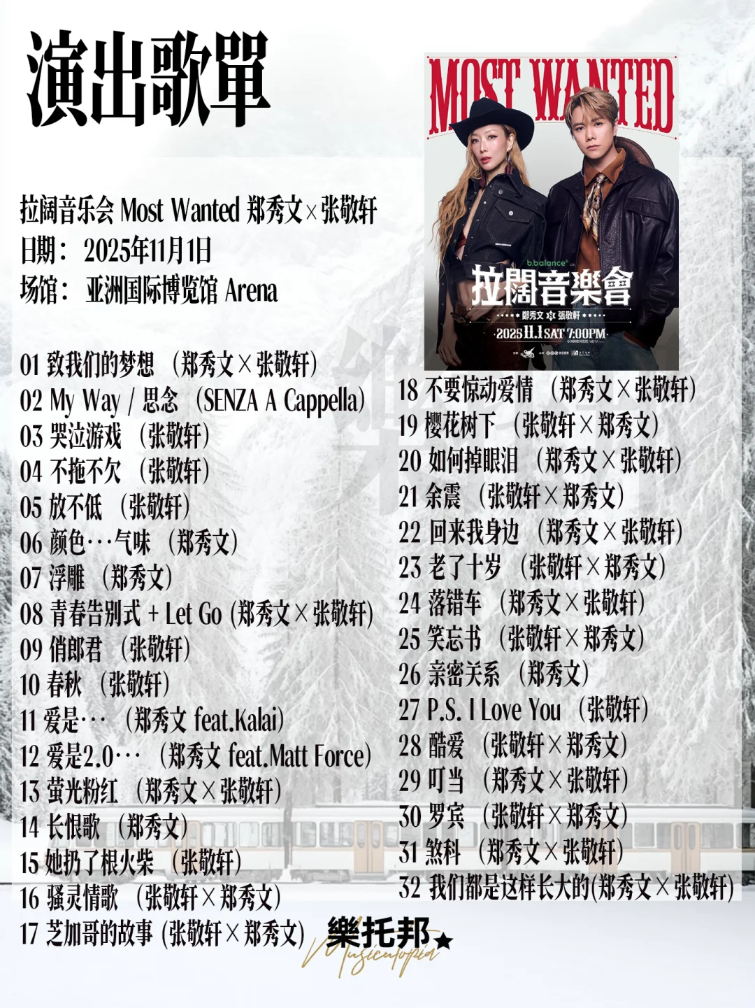 歌单|拉阔音乐会Most Wanted 郑秀文x张敬轩