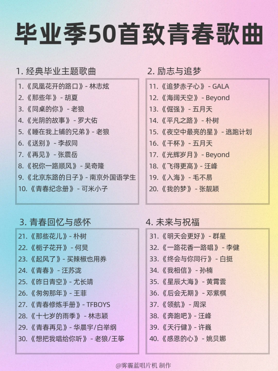 毕业季必听的歌|听完直接泪崩!青春不散场