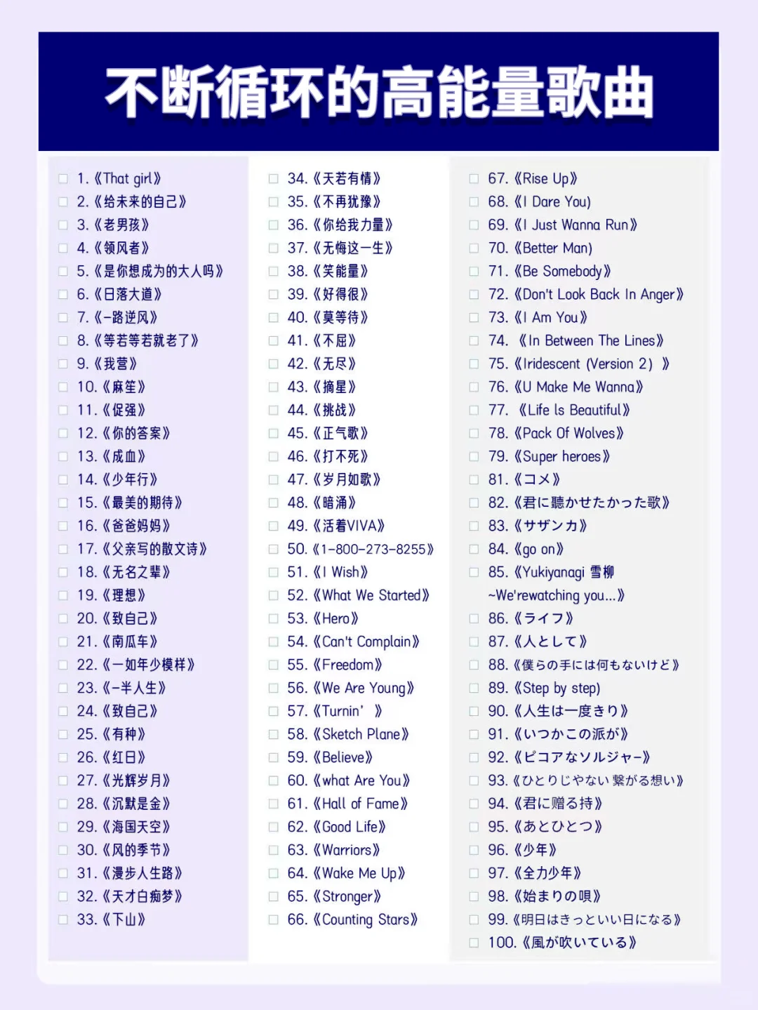 不断循环的高能量歌曲