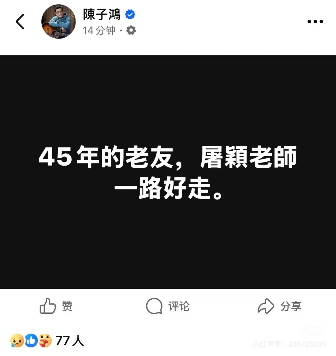 著名音乐人屠颖去世#今晚齐豫演唱会取消