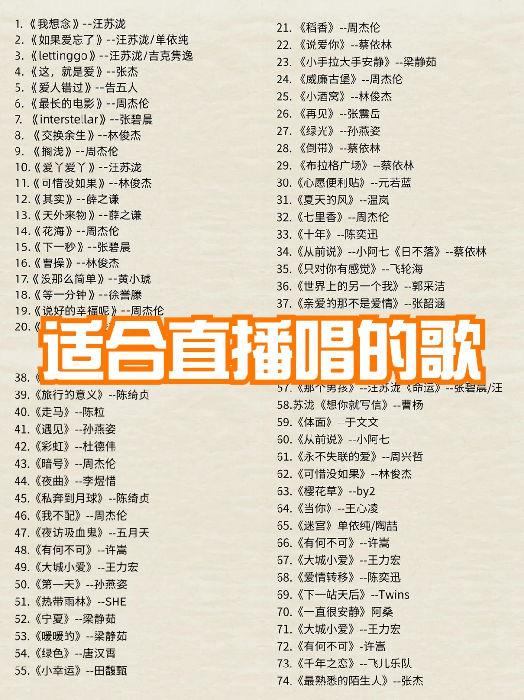 新手主播也能轻松拿捏的歌单❗️好用到哭❗