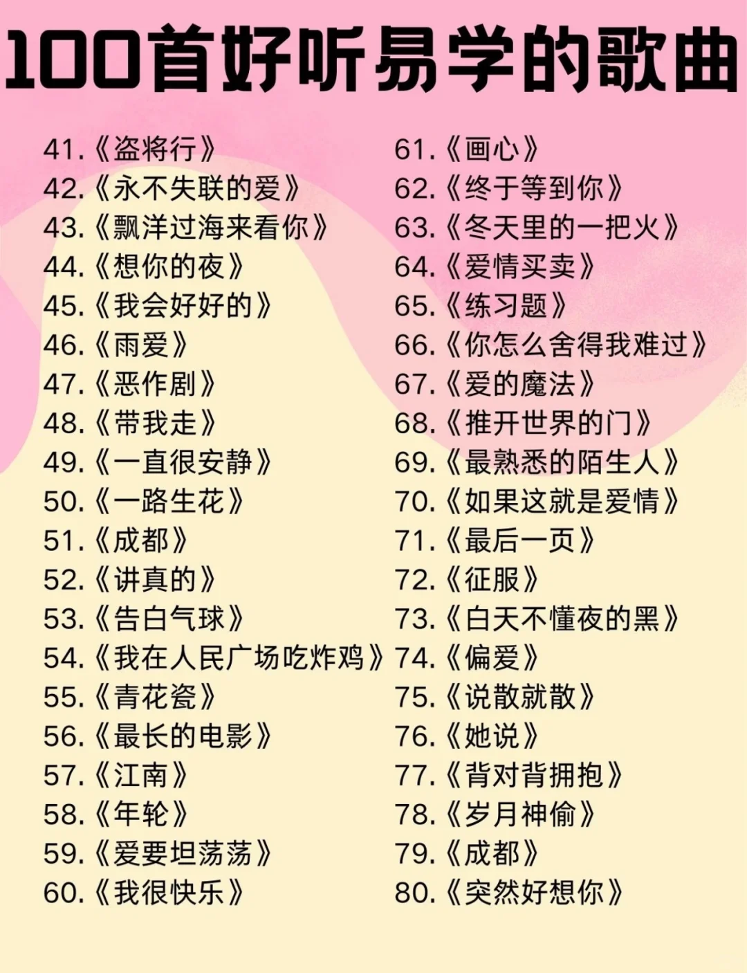 简单易学的100歌曲