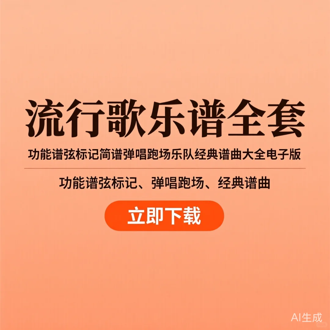 流行歌乐谱全套｜功能谱弦标记简谱｜弹唱跑