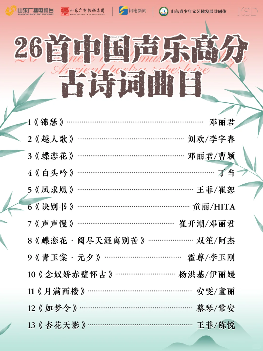 声乐生速存🔥26首古诗词高分曲目盘点!