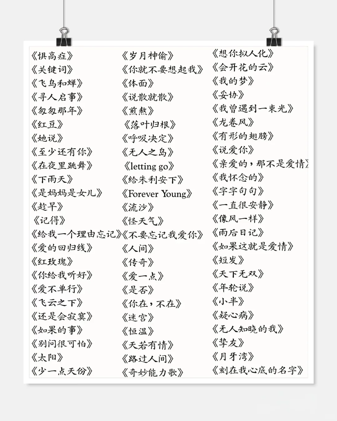 女生流行演唱歌单~
