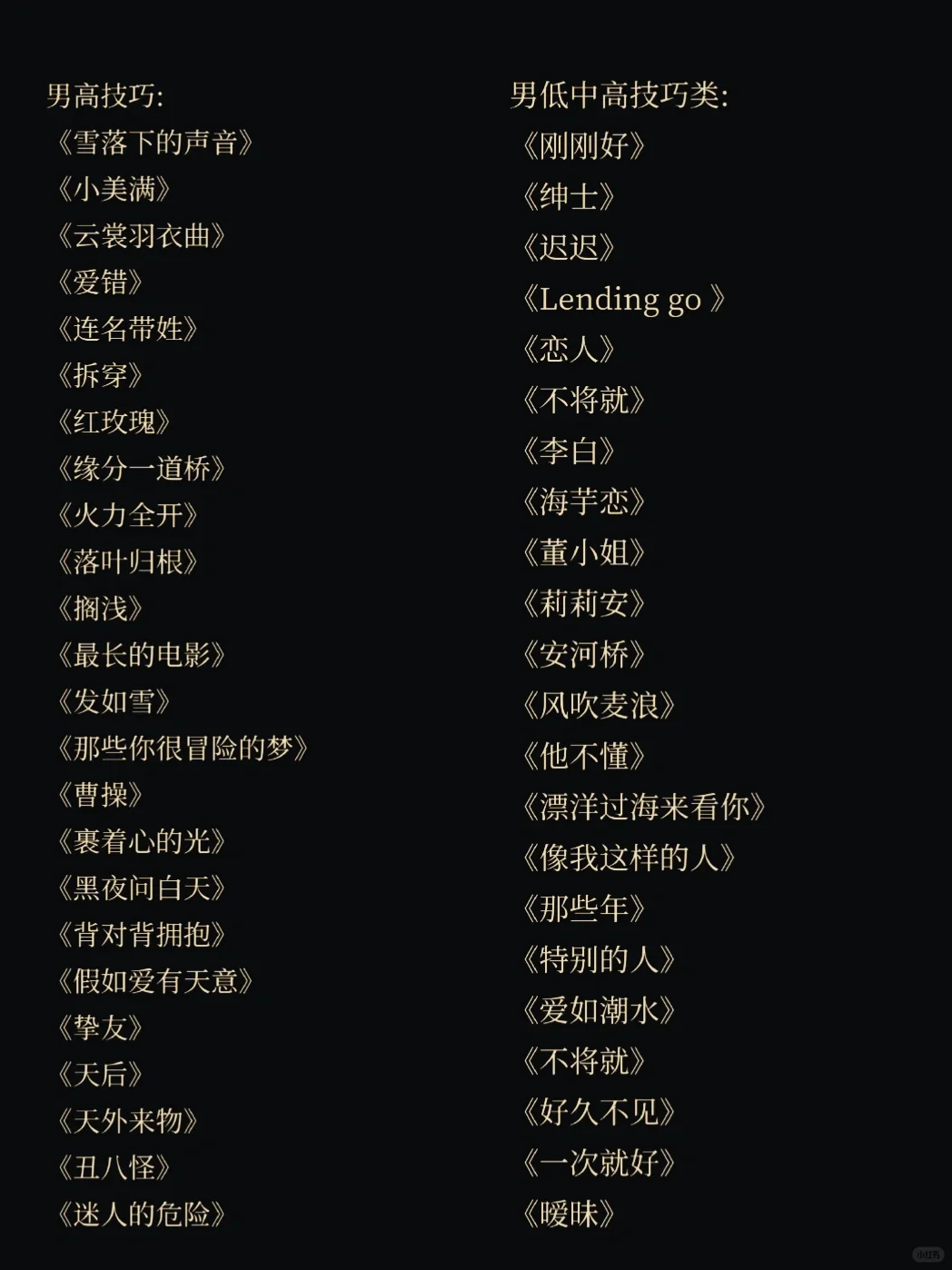 声乐唱歌比赛曲目推荐(男女都有)