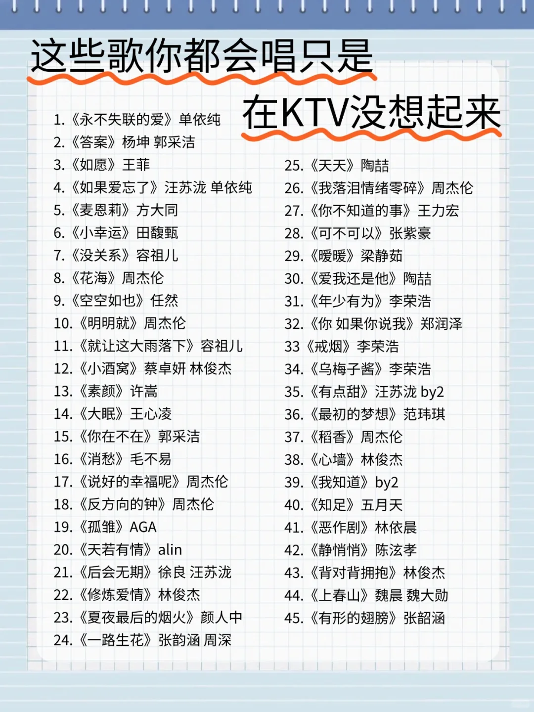 KTV必唱歌单大合集！五音不全也能当麦霸！