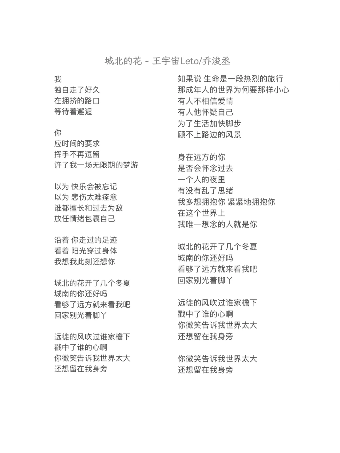 城北的花 - 王宇宙Leto/乔浚丞