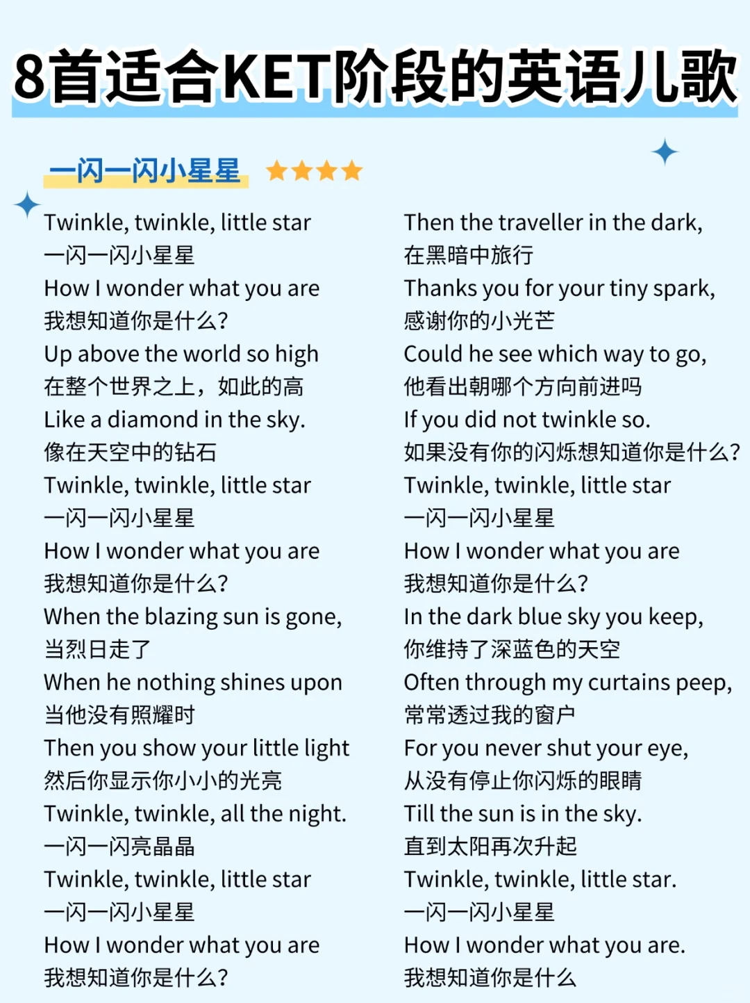 8首适合KET阶段的英语儿歌✅