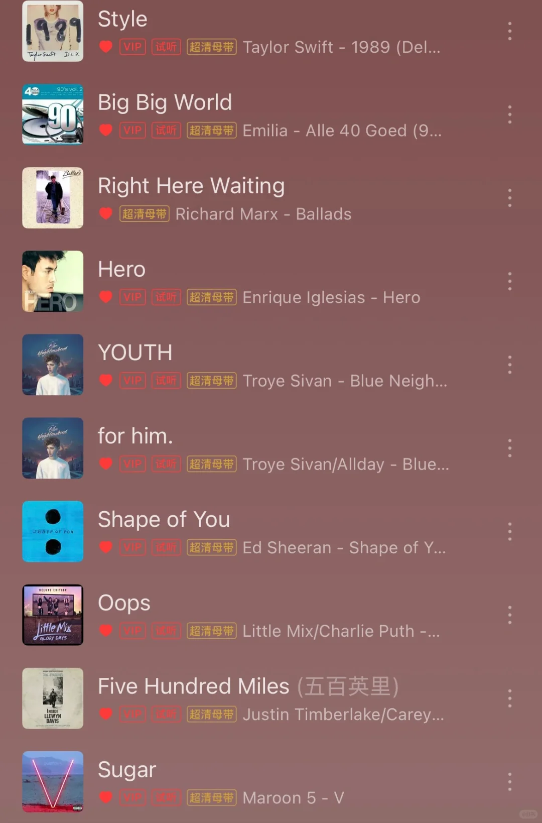 祭出歌单系列5——英文歌！！！