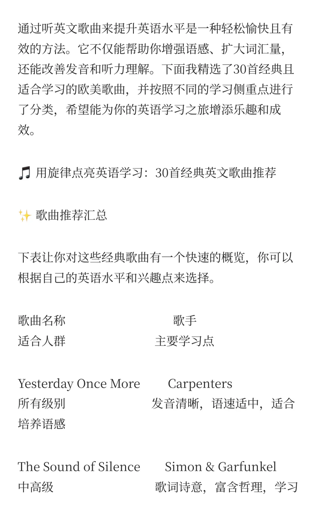 30首可以提升英语水平的欧美歌曲