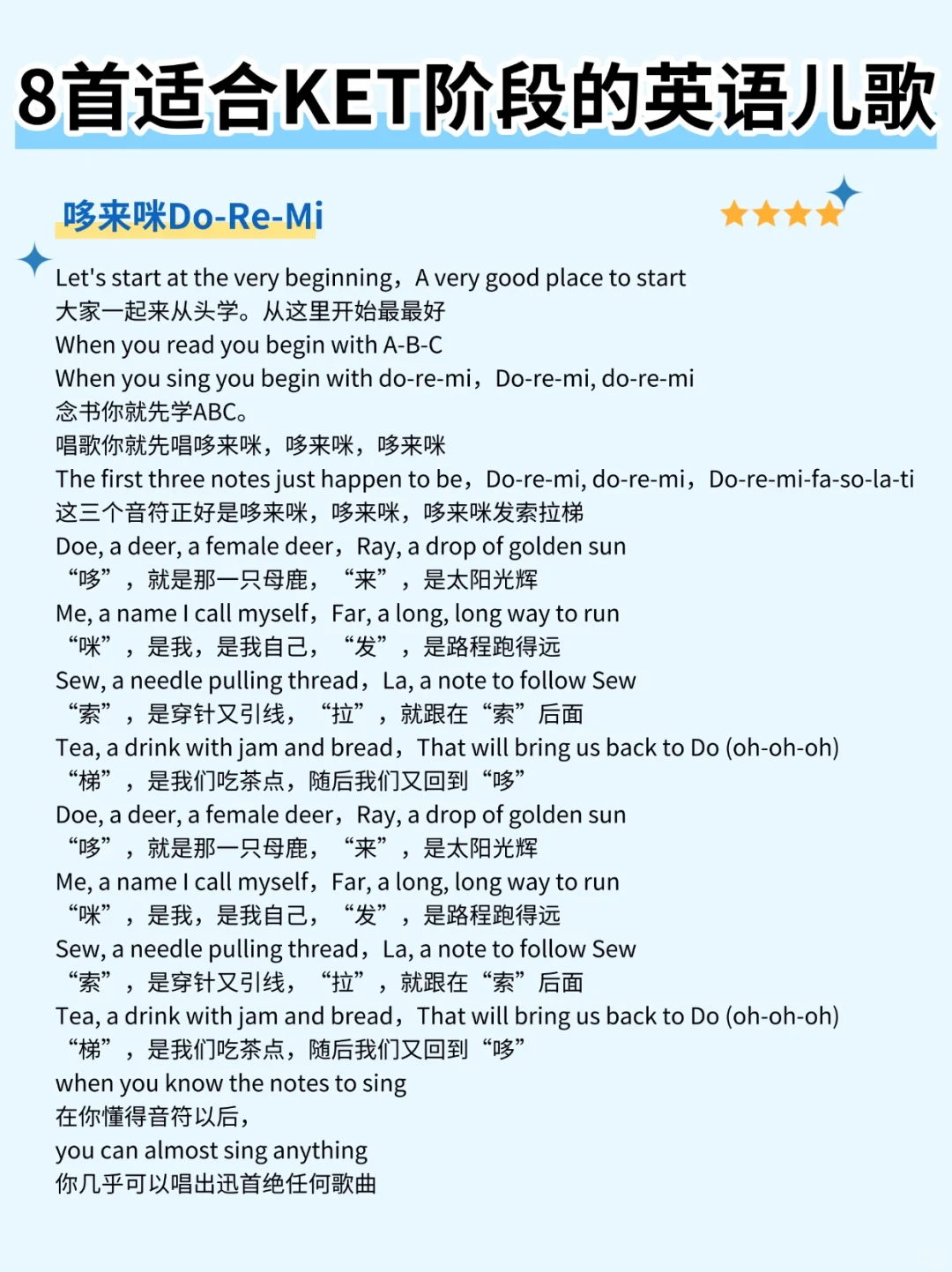 8首适合KET阶段的英语儿歌✅