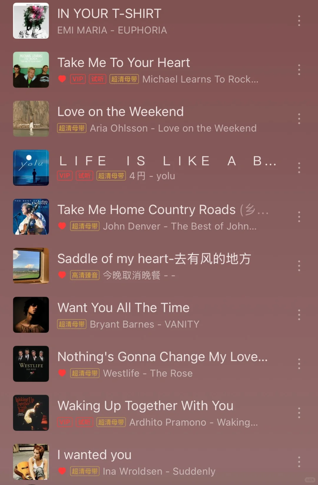 祭出歌单系列5——英文歌！！！