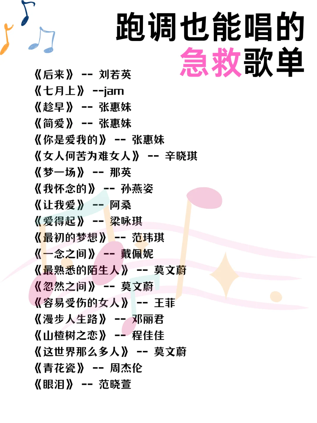 语音厅跑调也能唱的急救歌单2