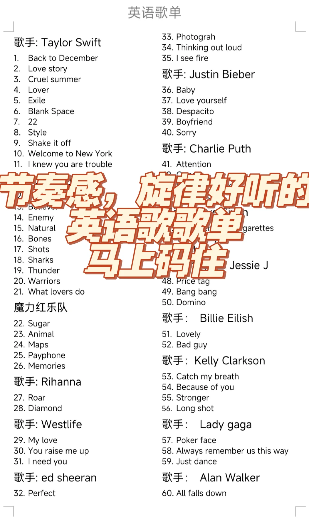 英专生交出你们的歌单