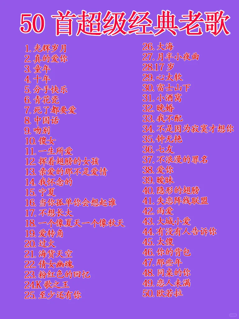 59.天台呐喊歌单??这50首老歌吼完压力清零
