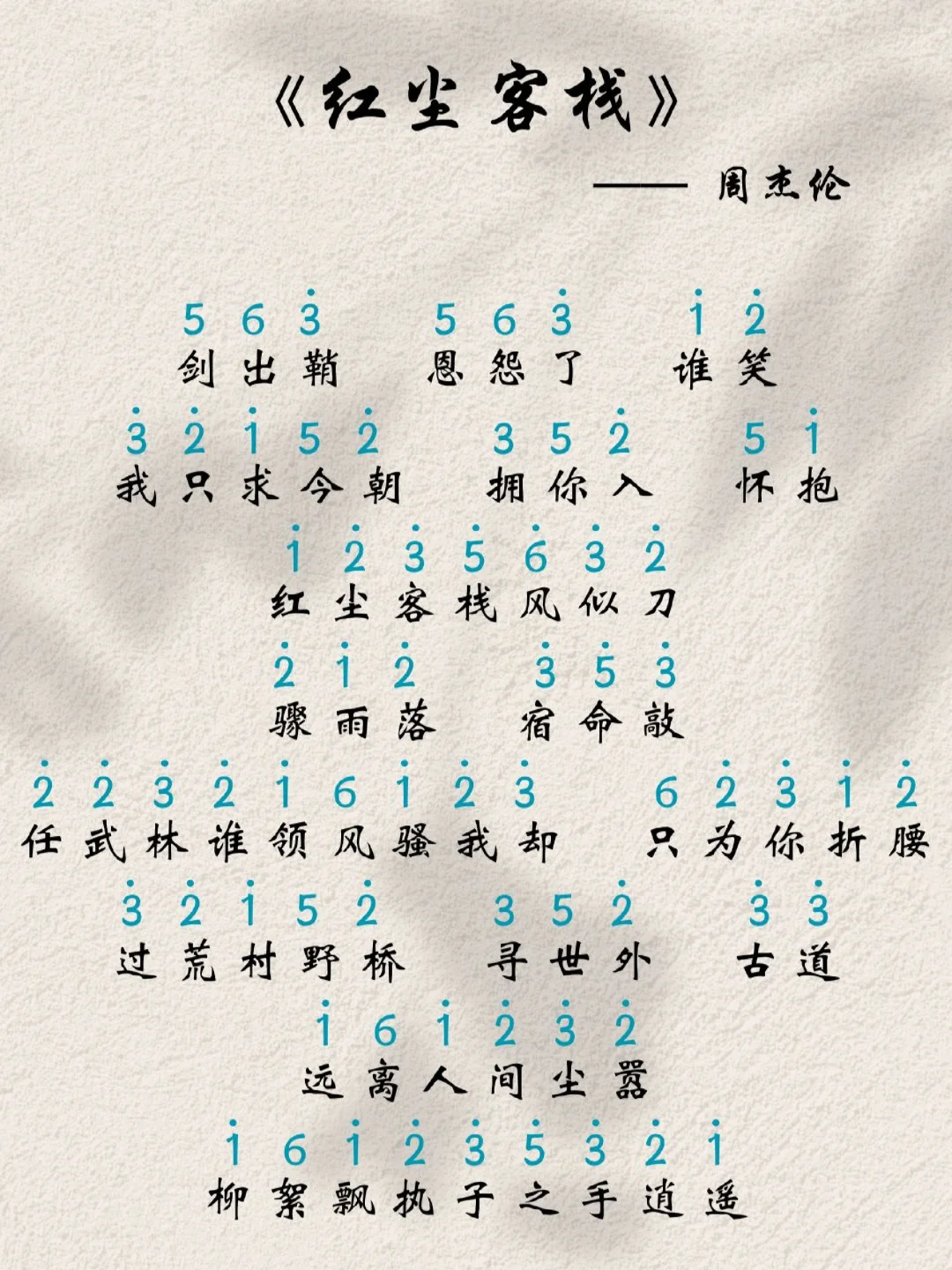 《红尘客栈》简谱🎹