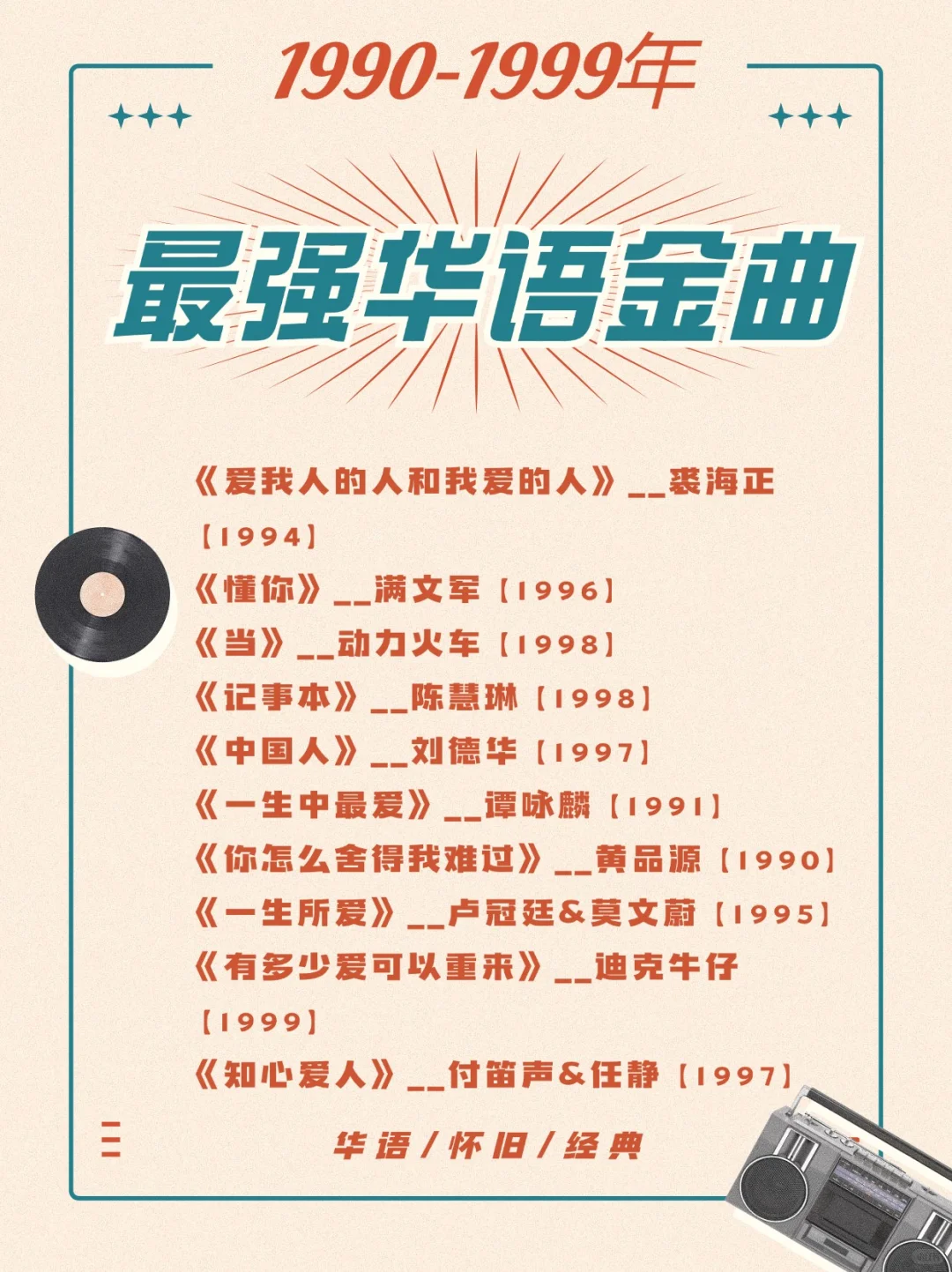 1990~1999最强华语金曲推荐(篇二)