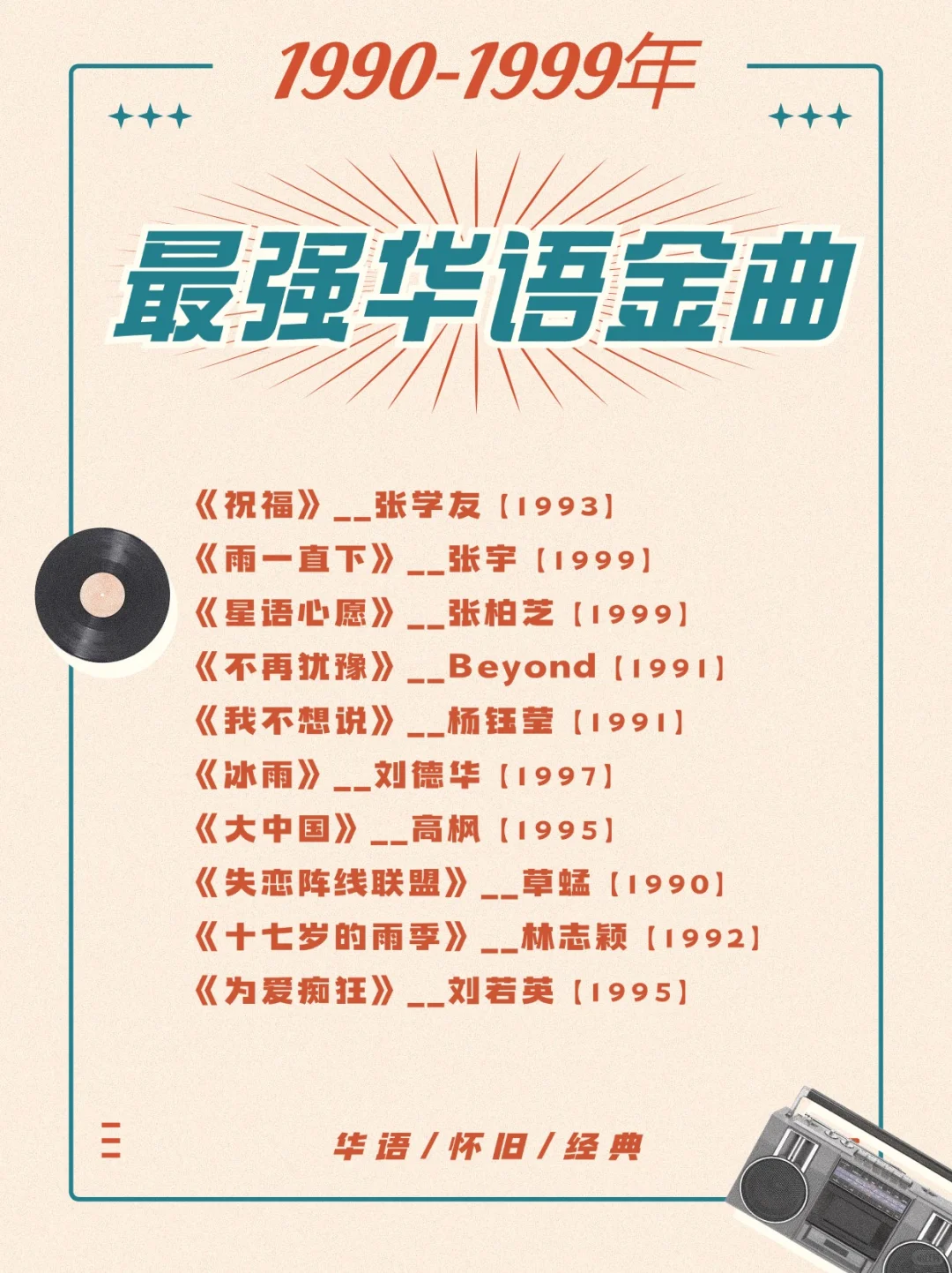 1990～1999最强华语金曲推荐（篇二）