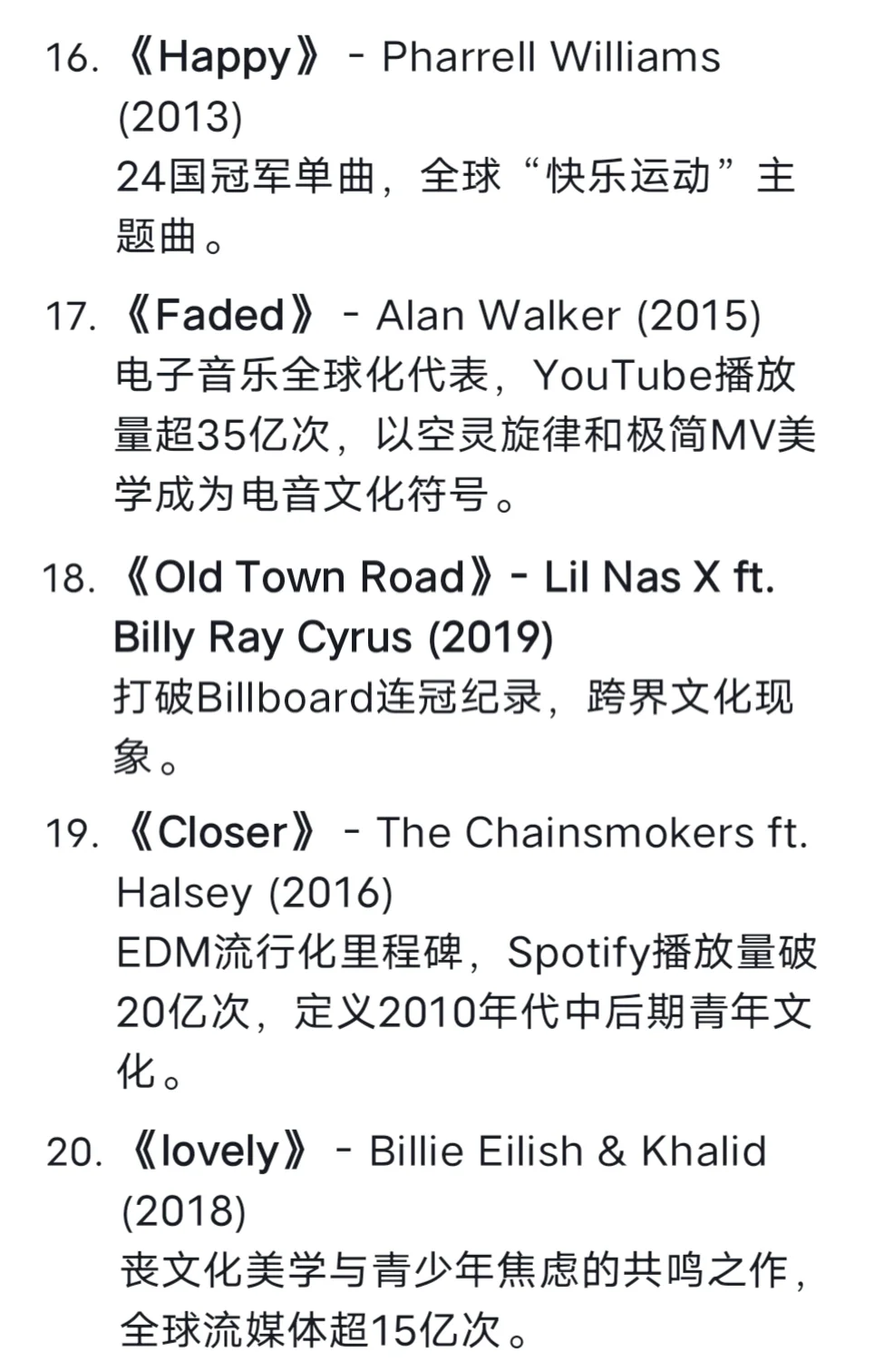 Deepseek：21世纪最有影响力的欧美歌曲！