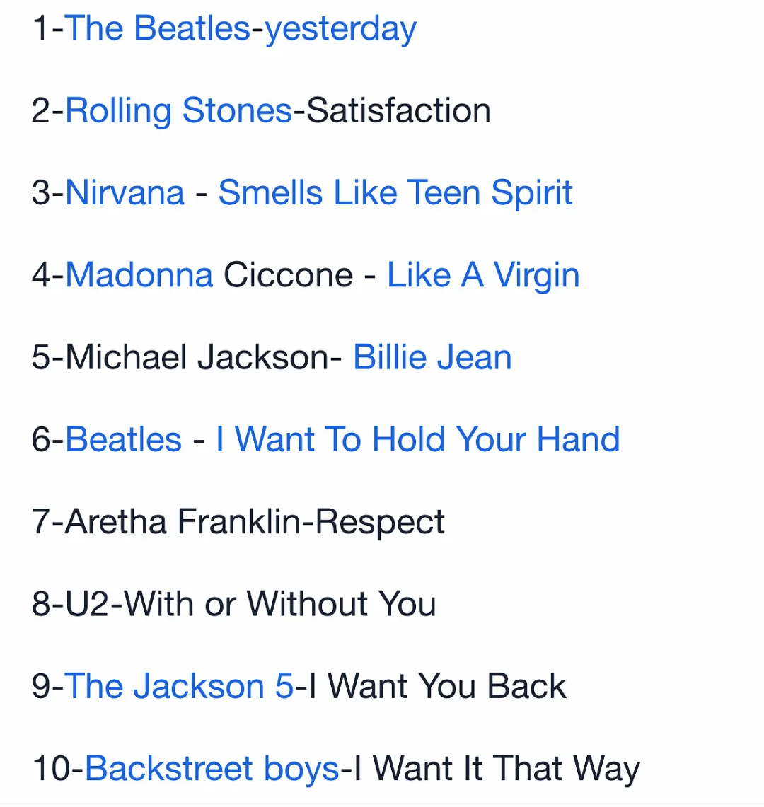 最伟大的100首英文歌曲