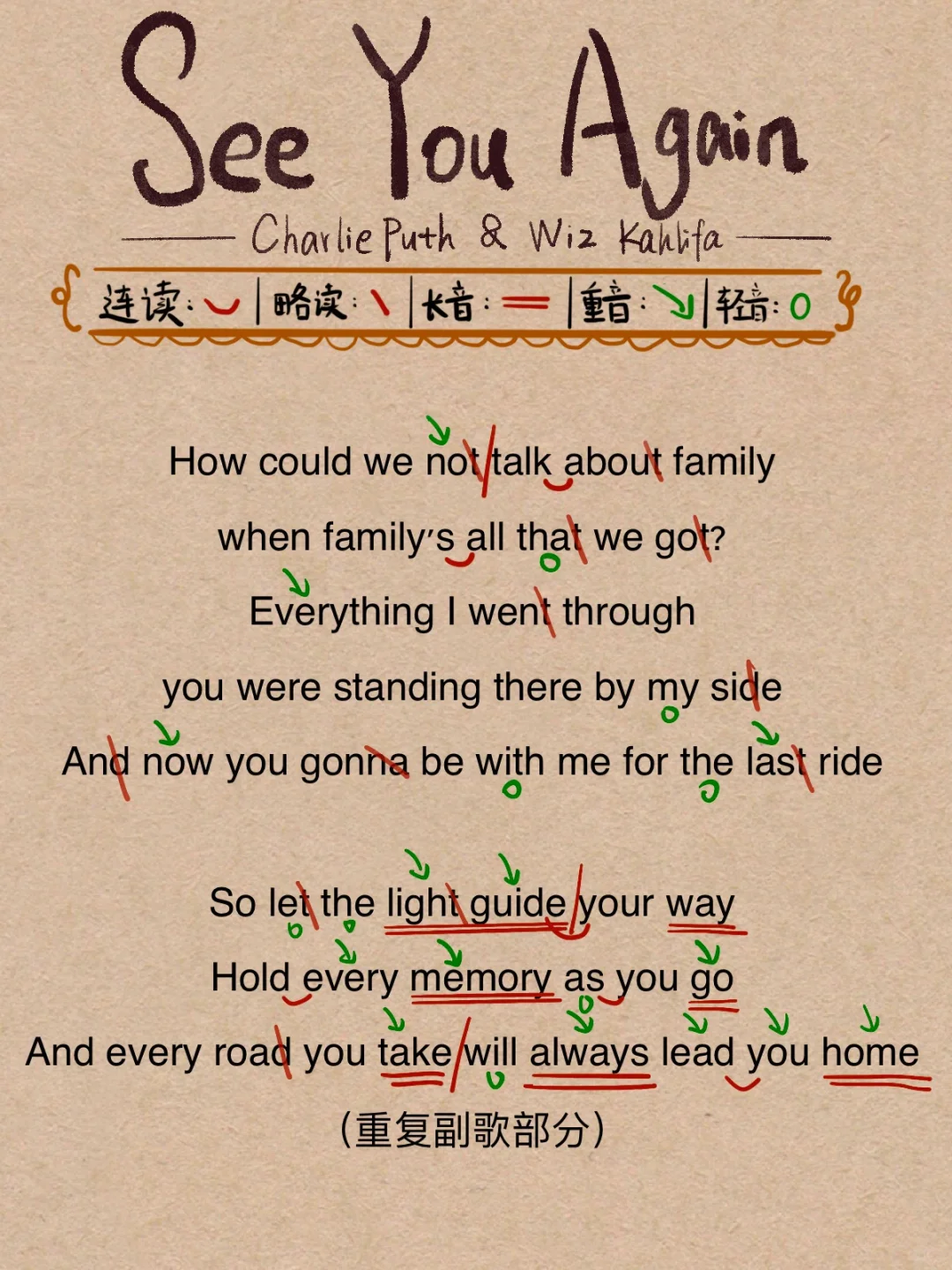 《see you again》教唱标注图放送