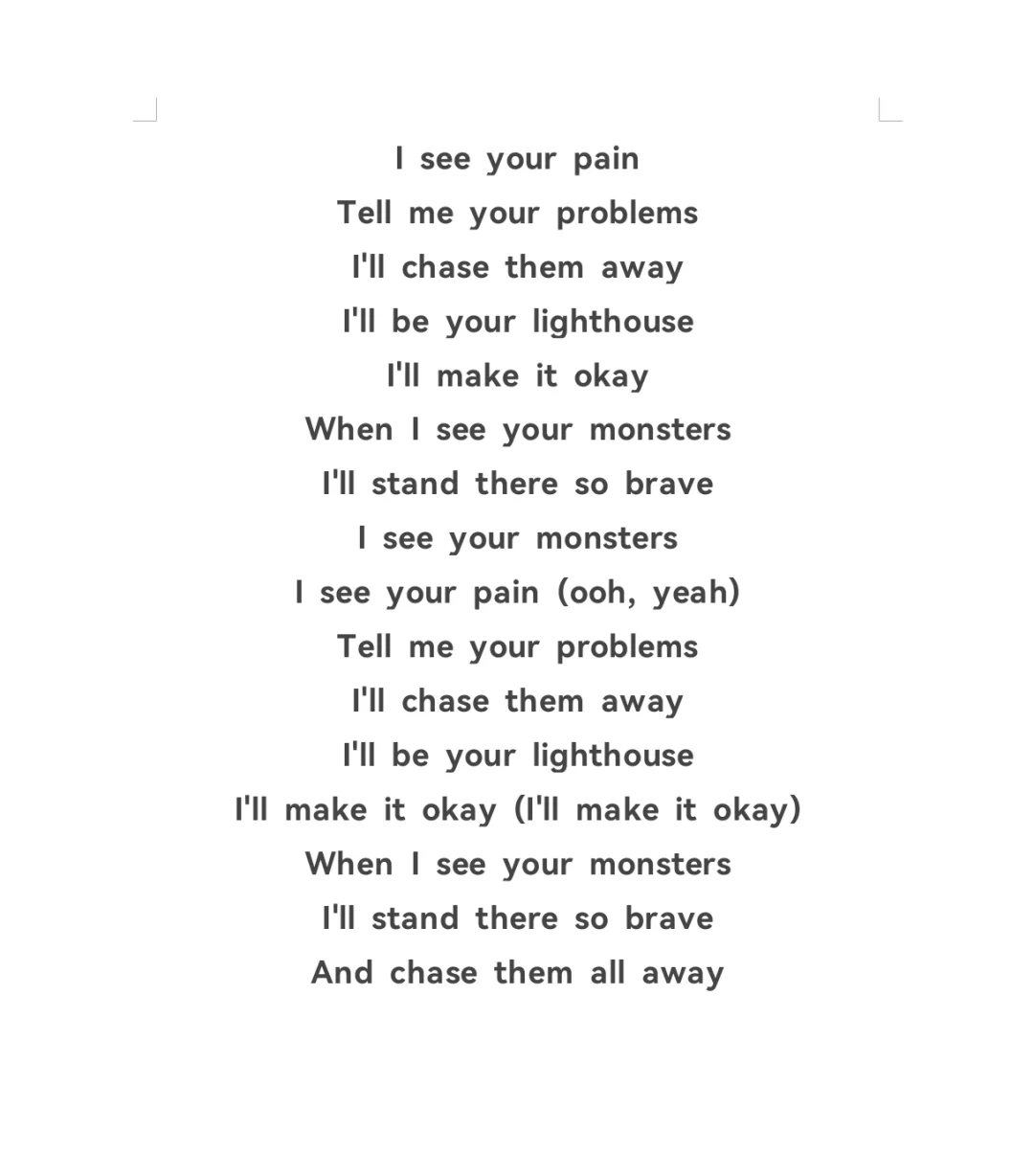 少儿声乐《Monsters》中英歌词