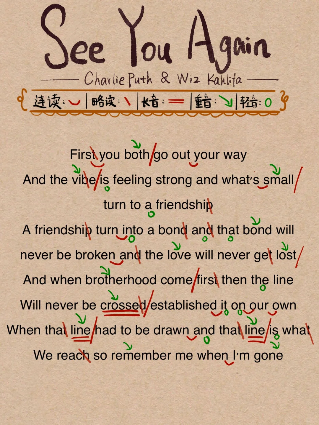 《see you again》教唱标注图放送