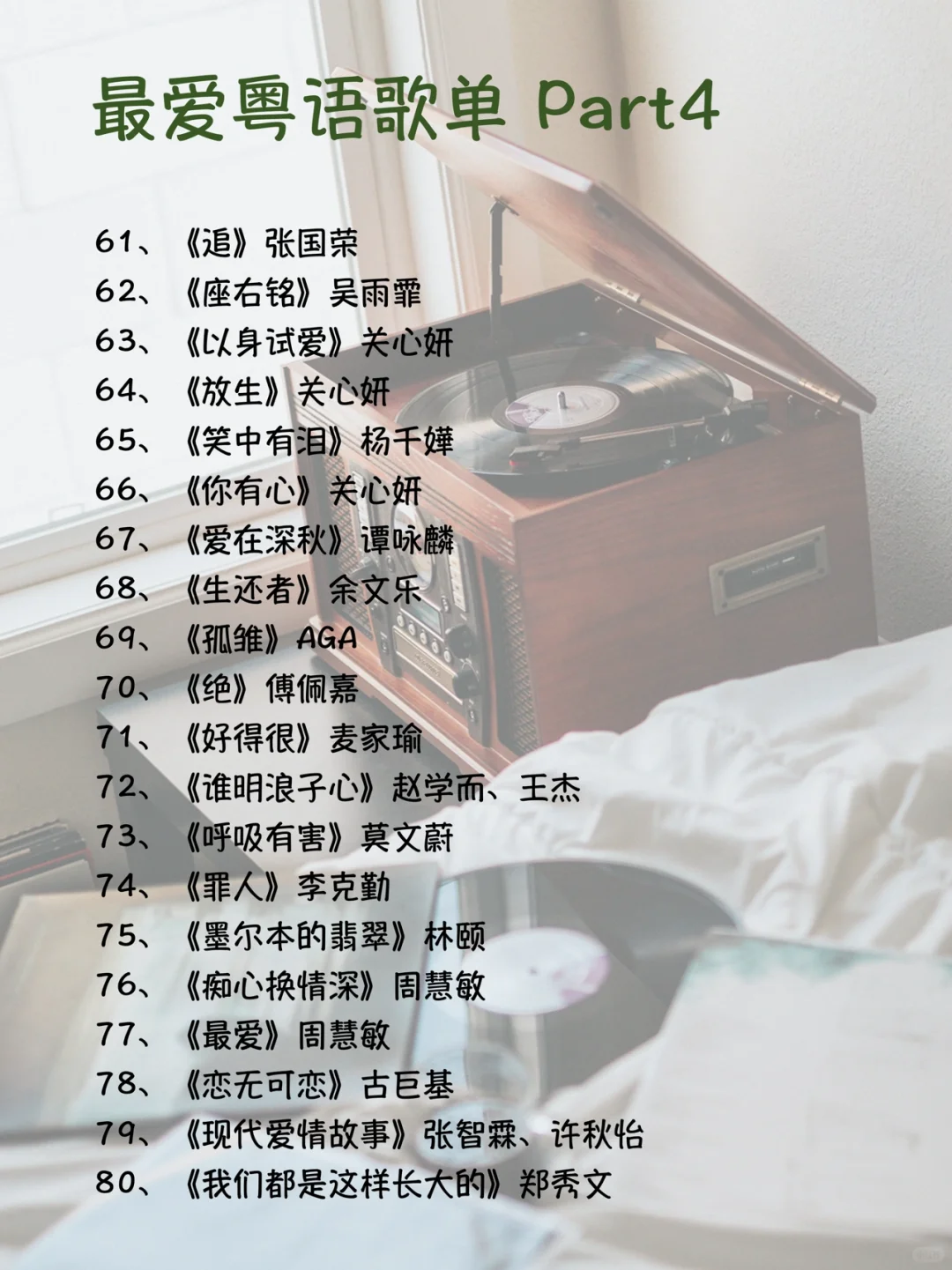 港乐 | 我的最爱粤语歌单（1~100）