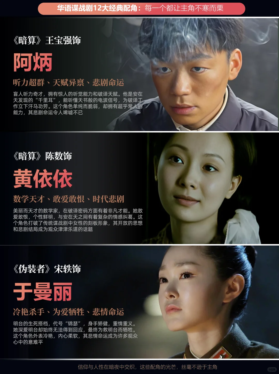 华语谍战剧经典配角TOP12!!