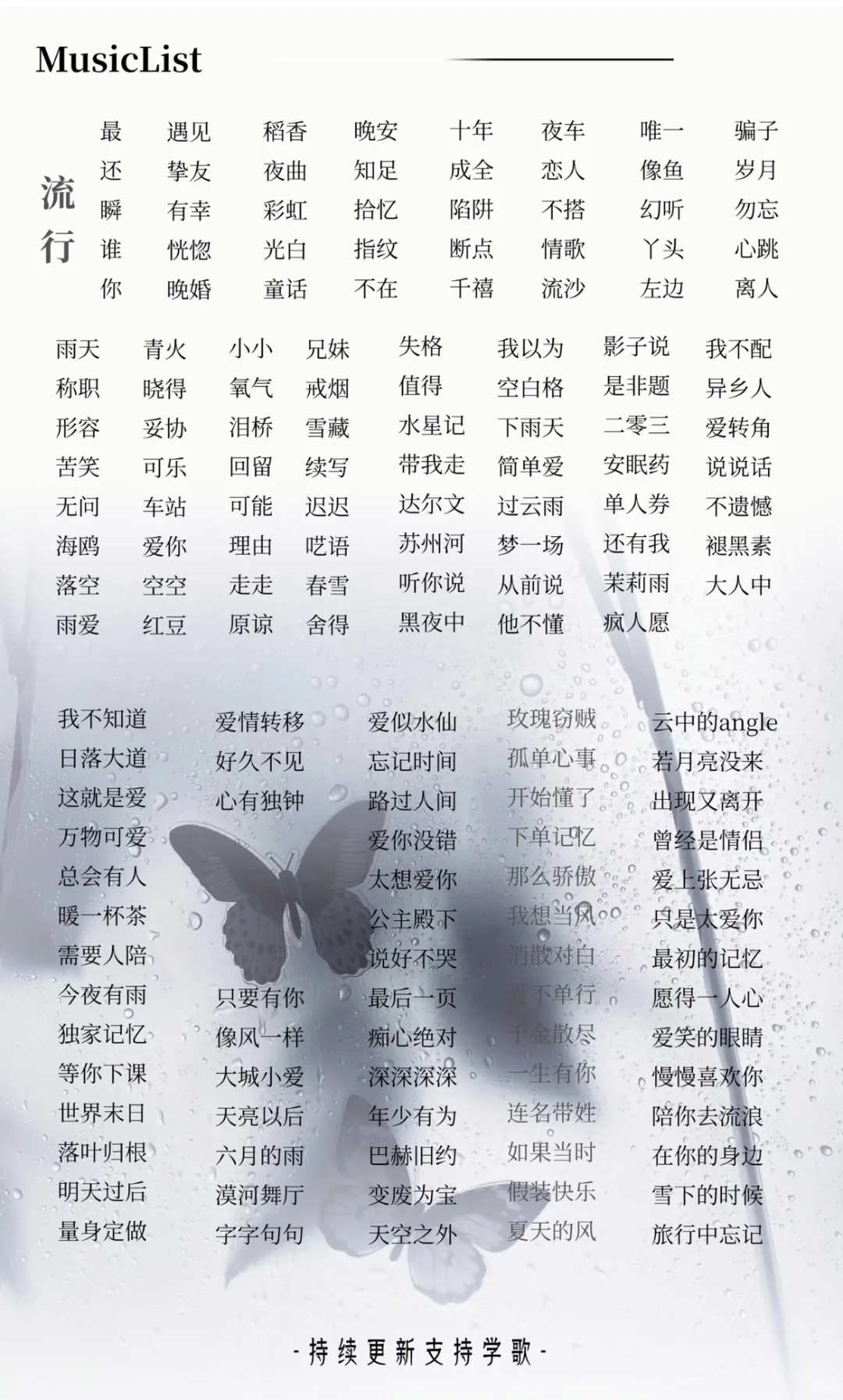 歌单，新学的歌在评论区