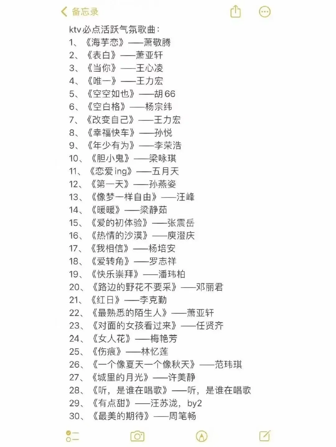 KTV 必点歌单