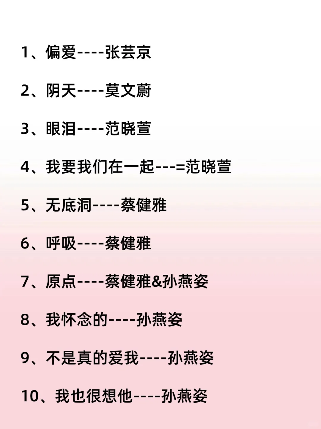 ktv必唱歌单！！