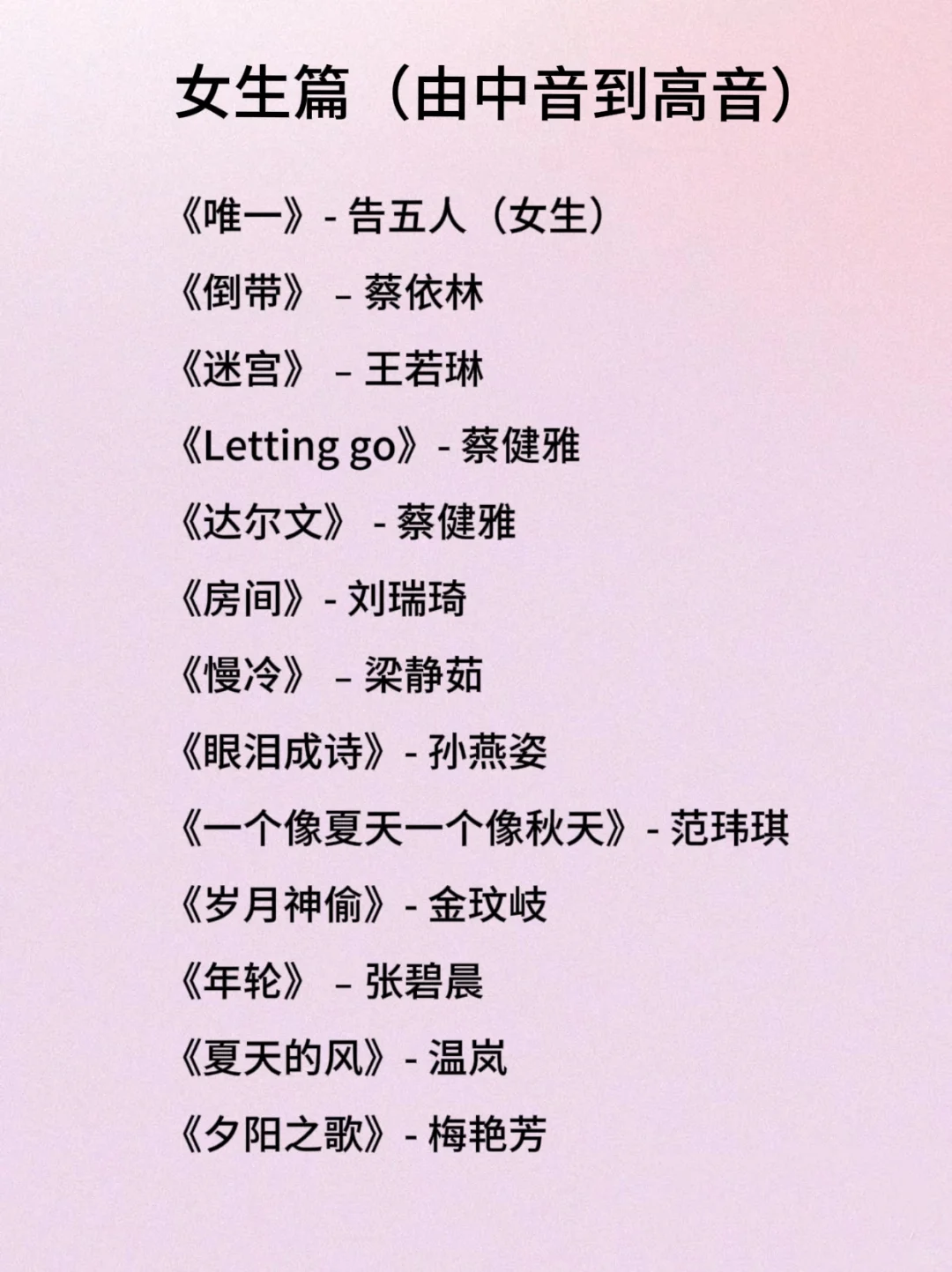 小宝们,KTV歌单注意查收~