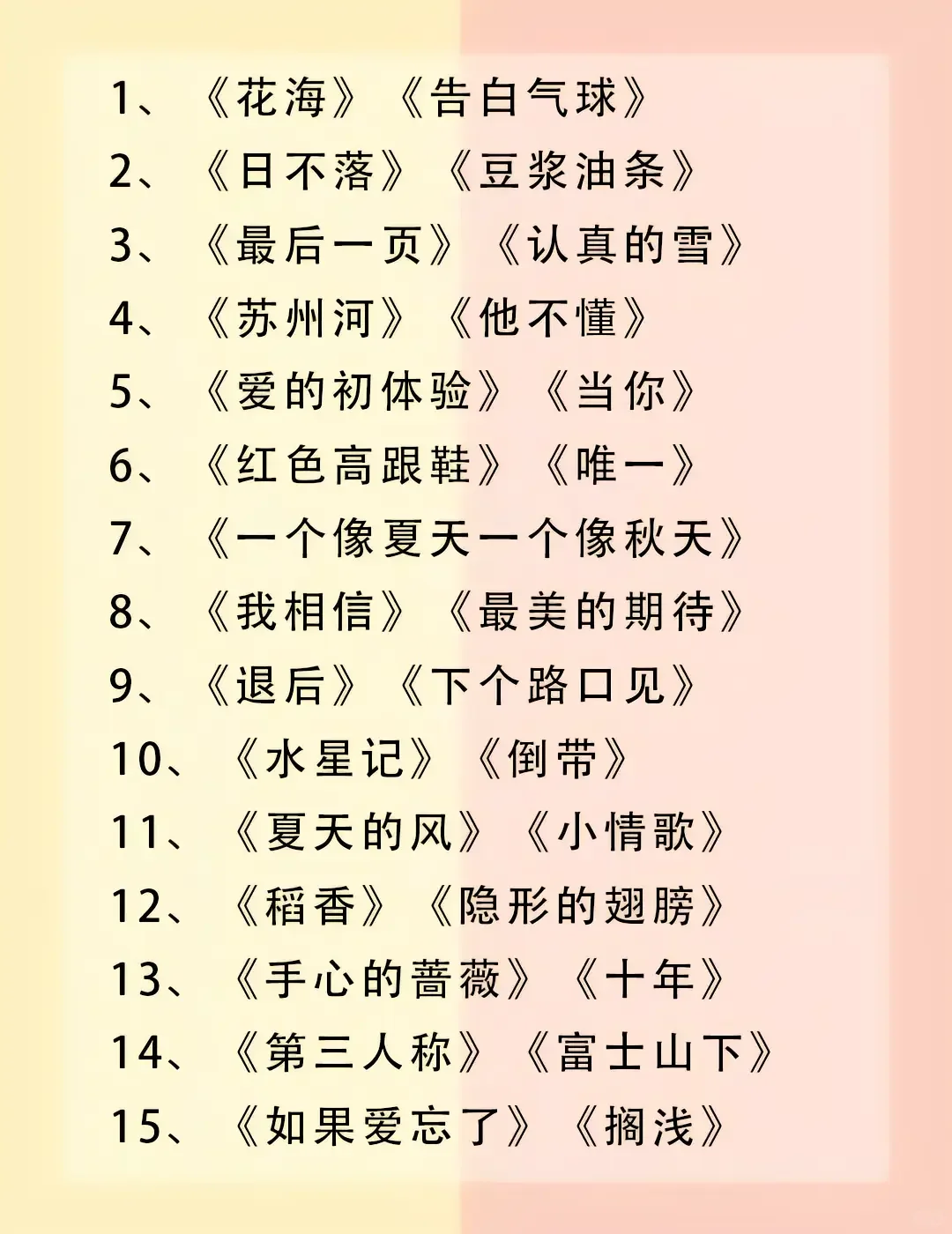 KTV让你惊艳全场的30首歌