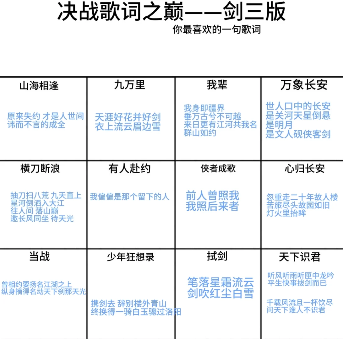 听了剑网3的歌这辈子就定型了