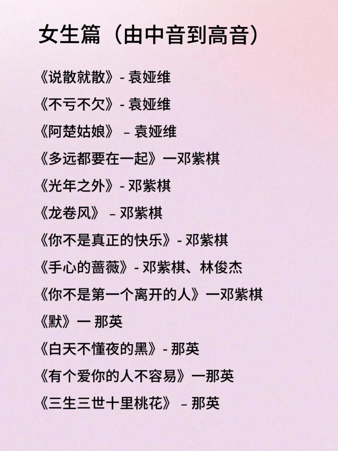 小宝们，KTV歌单注意查收~