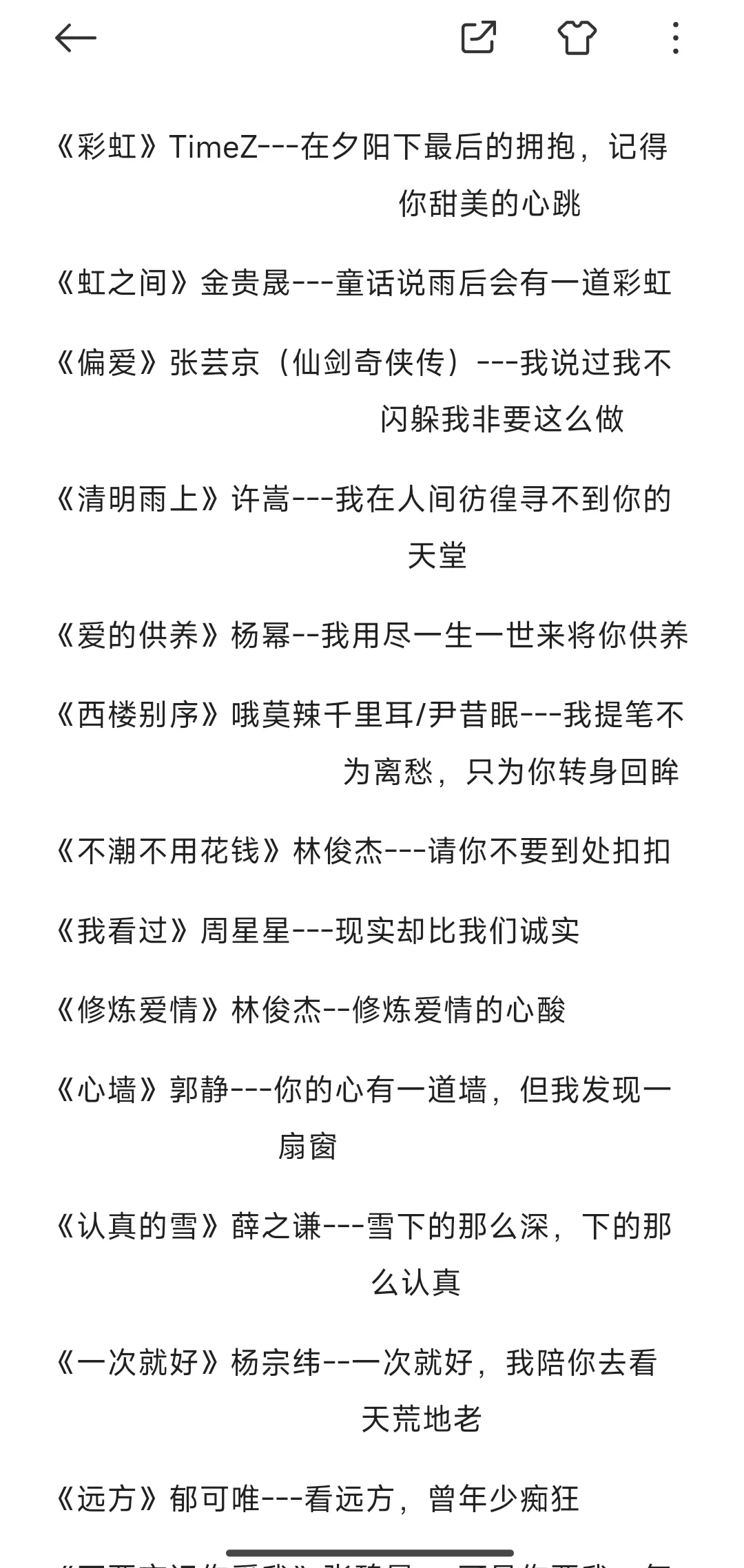 KTV必备歌单参考